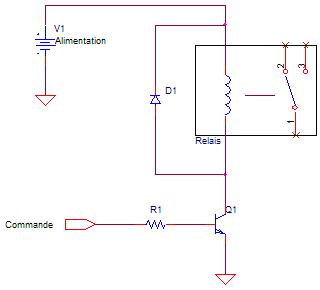 Schema commande de relais  base de transistor bipolaire