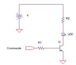 Schema commande de LED avec transistor NPN