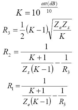 Formule attenuateur Pi