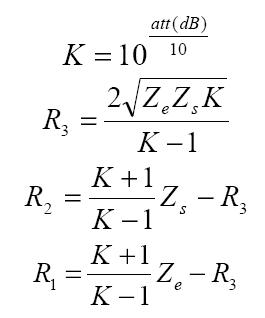 Formule attenuateur en té